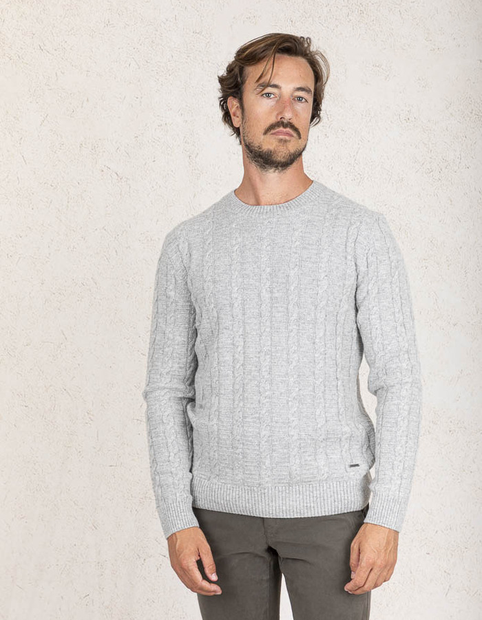 Joop pull met ronde hals taupe