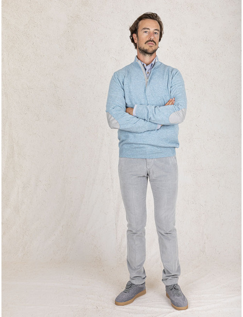 Gran Sasso pull met korte rits blauw