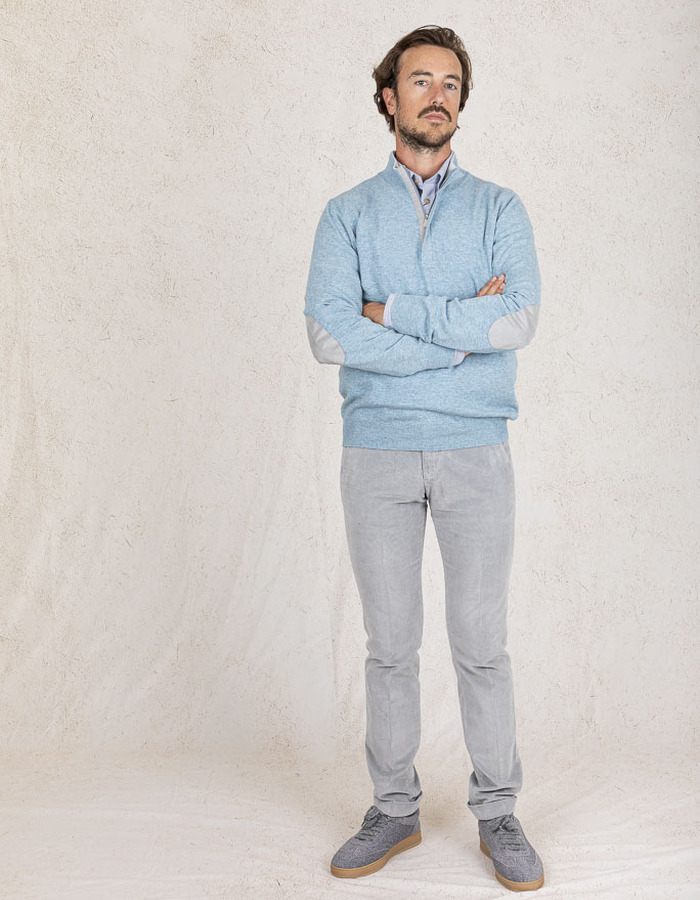 Gran Sasso pull met korte rits blauw