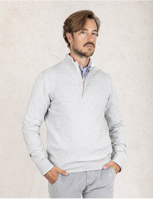 Gran Sasso pull met korte rits ecru