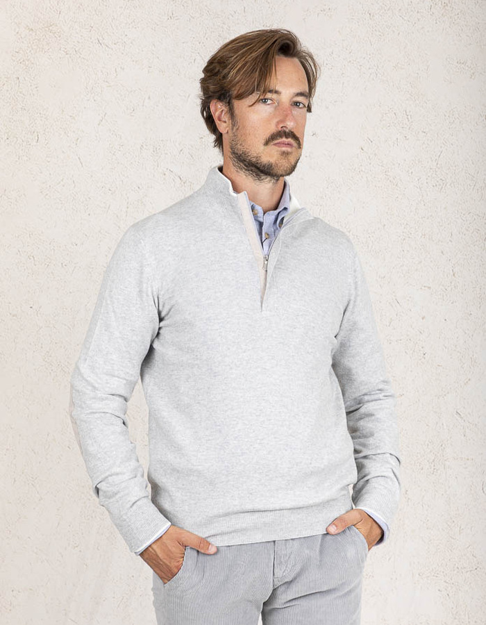 Gran Sasso pull met korte rits grijs