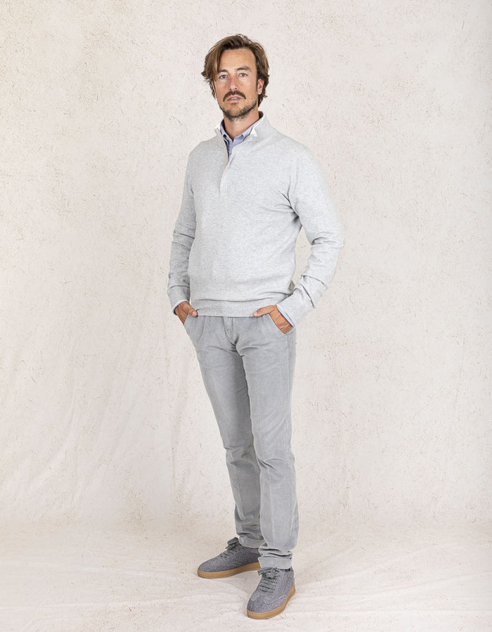 Gran Sasso pull met korte rits grijs