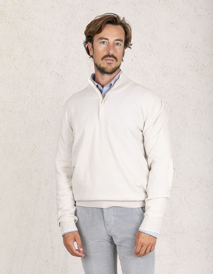 Gran Sasso pull met korte rits ecru
