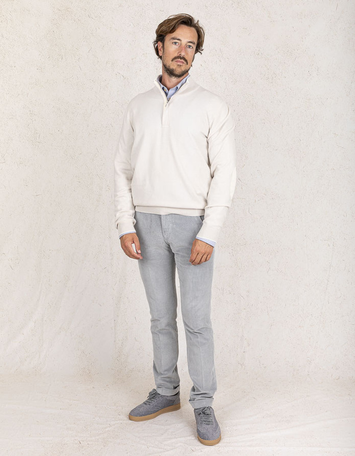 Gran Sasso pull met korte rits ecru
