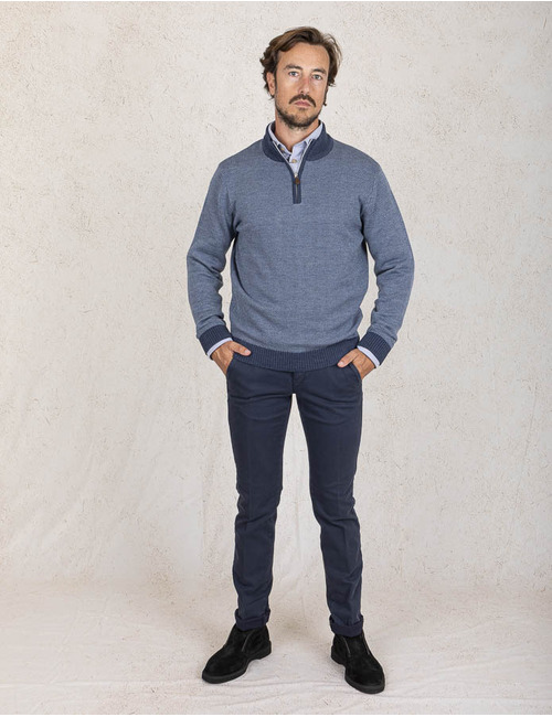 Stenströms pull met korte rits blauw
