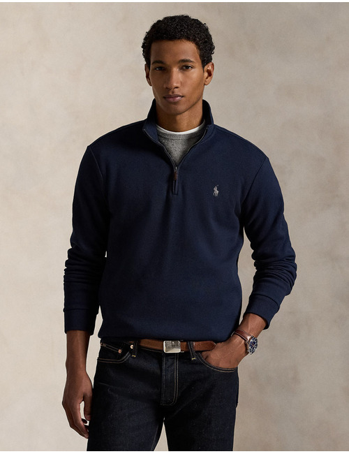 Double-Knit Mesh Quarter-Zip Pullover