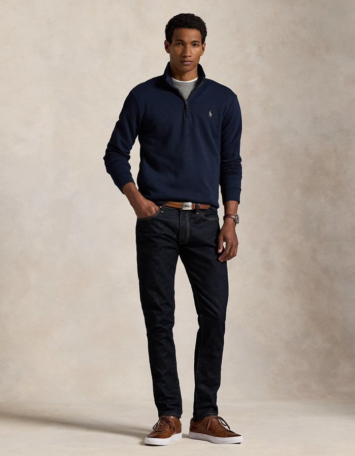 Double-Knit Mesh Quarter-Zip Pullover