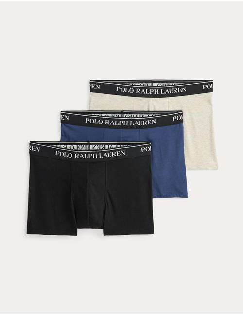 Classic Stretch-Cotton Trunk 3-Pack in Navy, Light Sport Heather en Black 