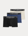Classic Stretch-Cotton Trunk 3-Pack in Navy, Light Sport Heather en Black 