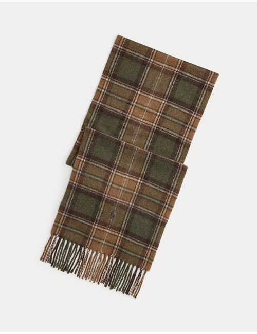 Plaid Fringe Wool Scarf