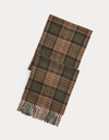 Plaid Fringe Wool Scarf