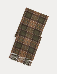 Plaid Fringe Wool Scarf