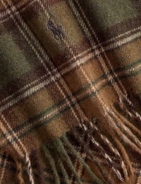 Plaid Fringe Wool Scarf
