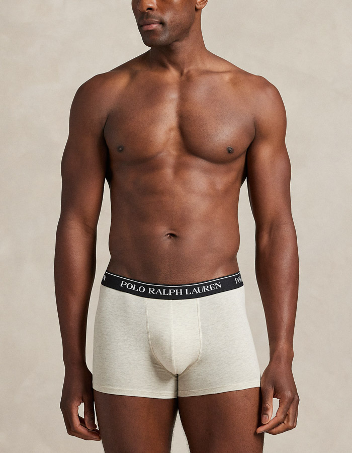 Classic Stretch-Cotton Trunk 3-Pack in Navy, Light Sport Heather en Black 