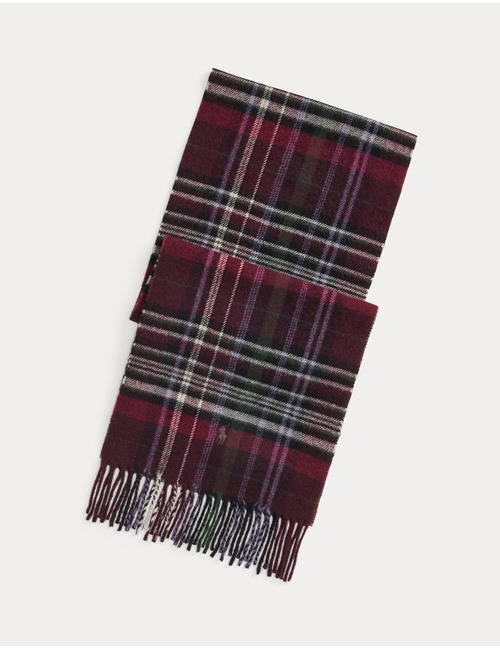 Plaid Fringe Wool Scarf