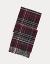 Plaid Fringe Wool Scarf