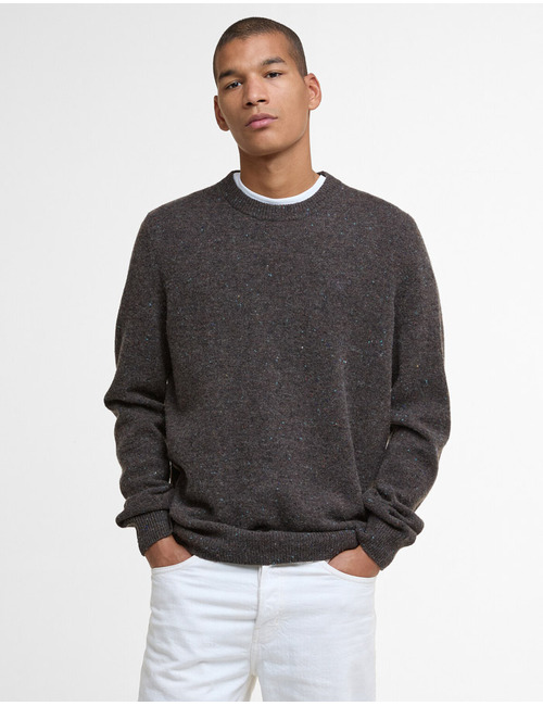 Regular Fit Crewneck Sweater in Dark Brown