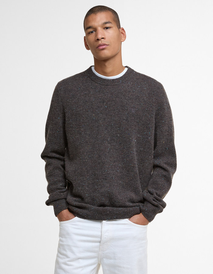 Regular Fit Crewneck Sweater in Dark Brown