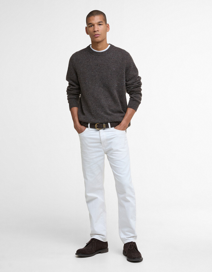 Regular Fit Crewneck Sweater in Dark Brown