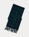 Plaid Fringe Wool Scarf