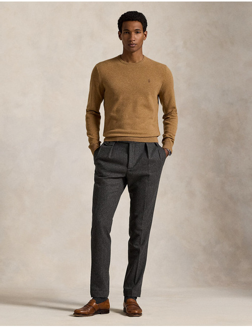 Wollen Trui met Ronde Hals in latte brown heather