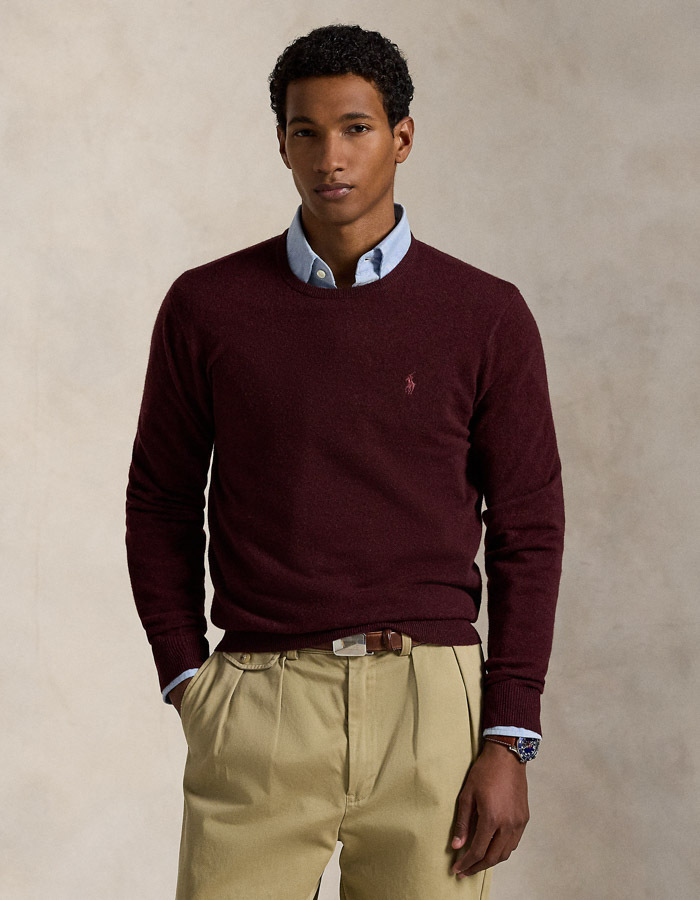Wollen Trui met Ronde Hals Aged Wine Heather