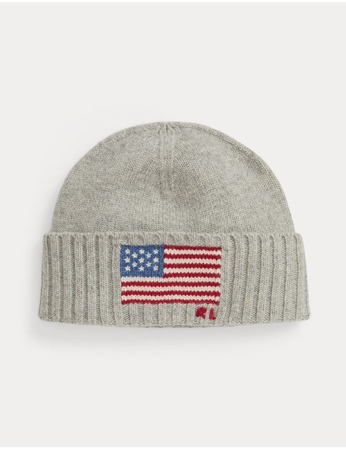 Flag-Intarsia Wool-Blend Beanie in Andover Heather