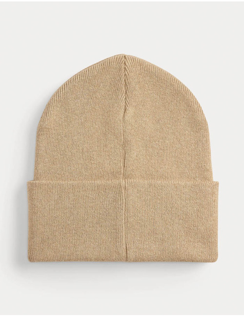 Embroidered-Logo Cotton Beanie in Surrey Tan