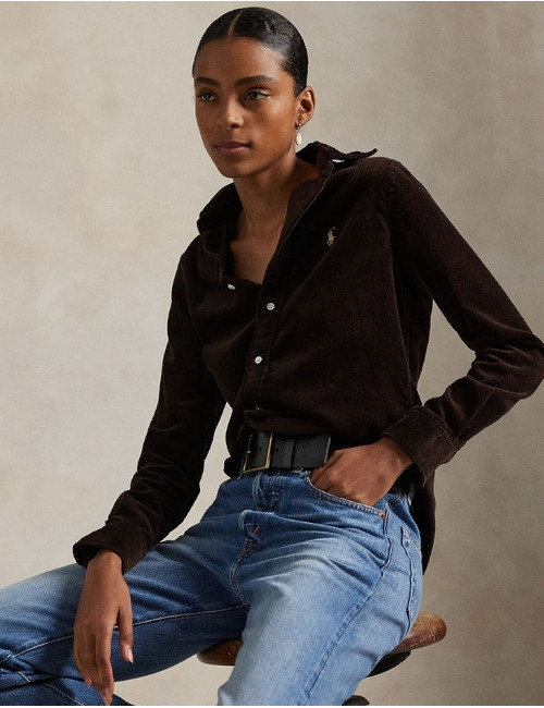 Ralph Lauren Dames lange mouw bloes bruin