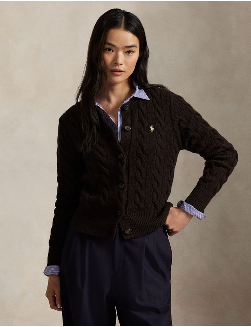 Ralph Lauren Dames lange mouw gilet bruin