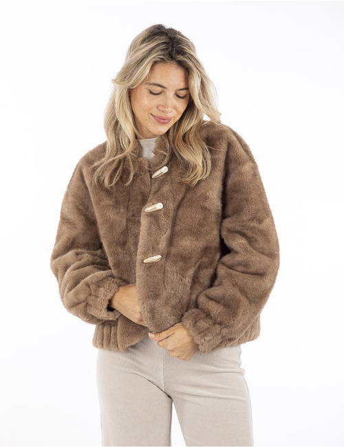 Leo & Ugo poncho met pels camel