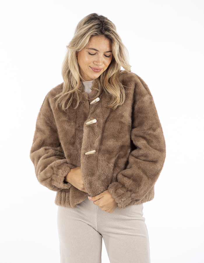Leo & Ugo poncho met pels camel