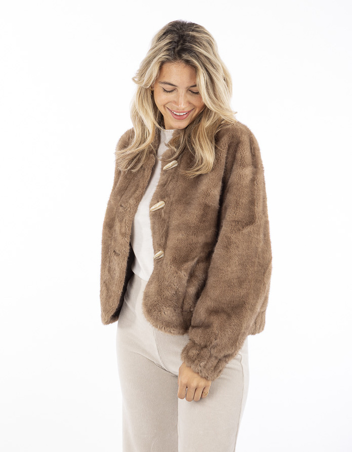 Leo & Ugo poncho met pels camel