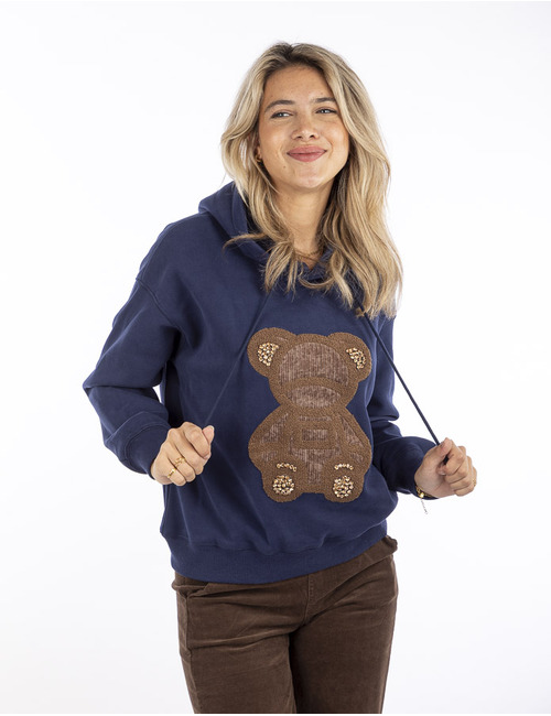 Leo & Ugo sweater met kap blauw
