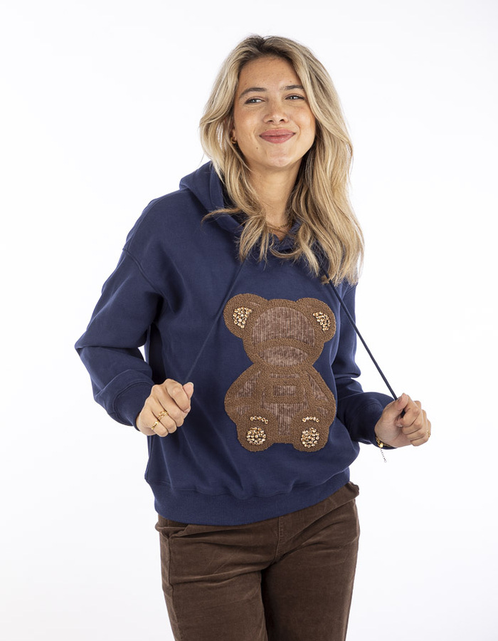 Leo & Ugo sweater met kap blauw
