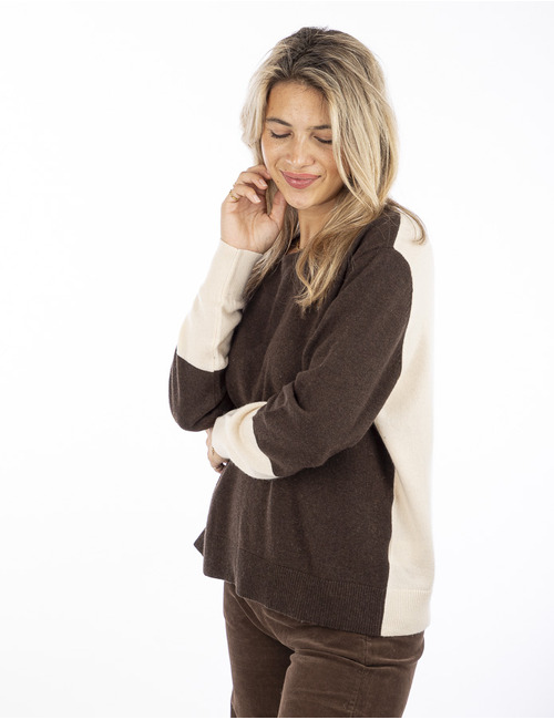 Mika Elles pull met ronde hals bruin