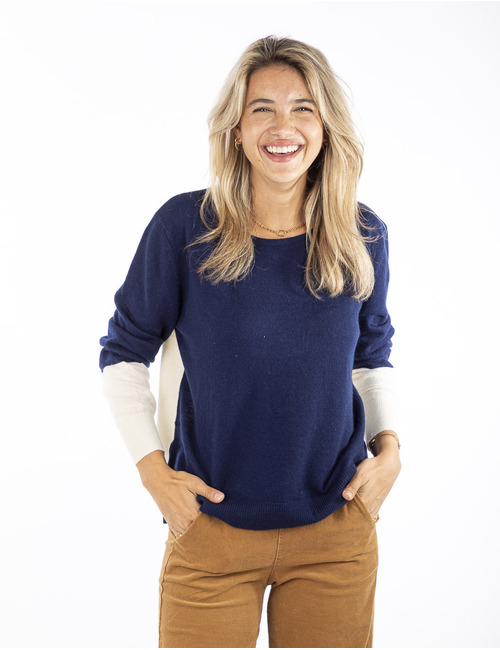Mika Elles pull met ronde hals navy