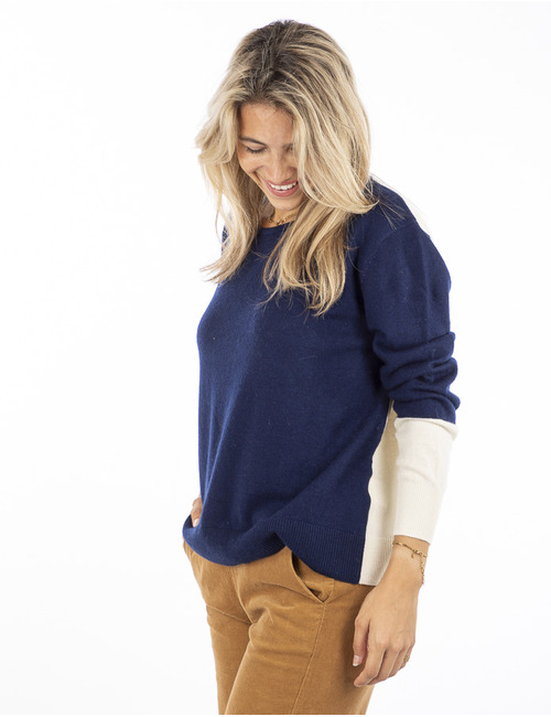 Mika Elles pull met ronde hals navy