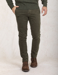 Slim Fit Chino Lupus in Olijfgroen Velours 