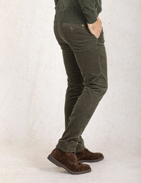 Slim Fit Chino Lupus in Olijfgroen Velours 