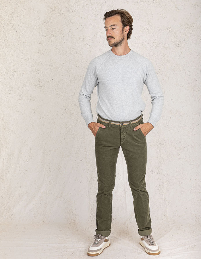 Modern Fit Chino P. Torinostyle in Groen Velours 