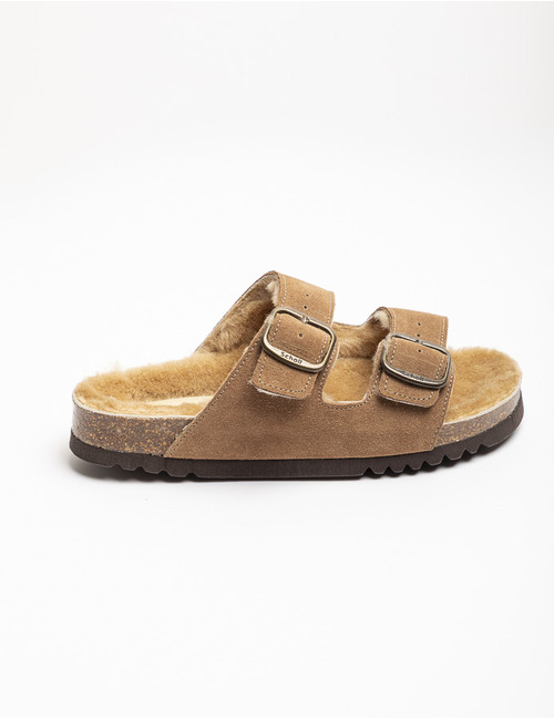 Scholl pantoufles taupe