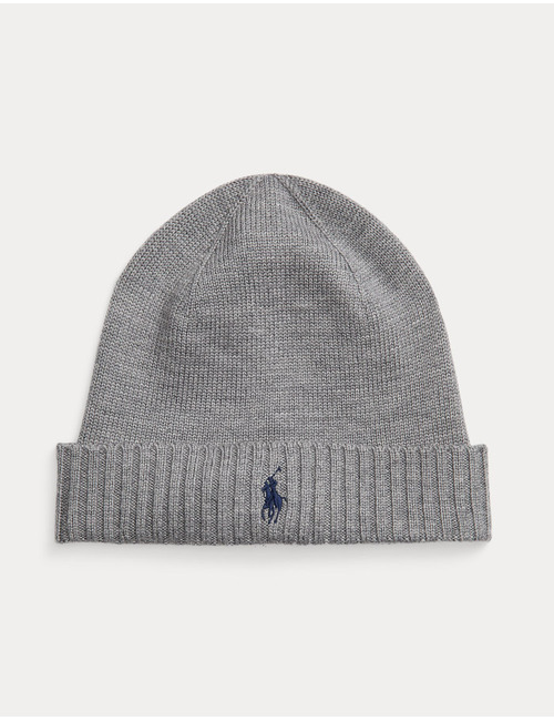 Signature Pony Wool Beanie in Fawn Grey Heather