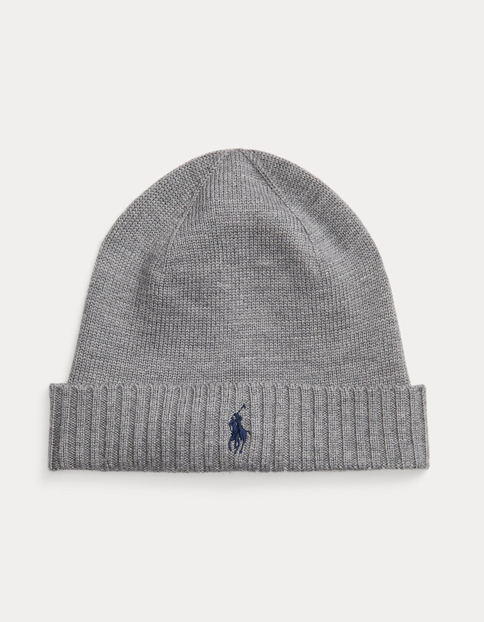 Signature Pony Wool Beanie in Fawn Grey Heather