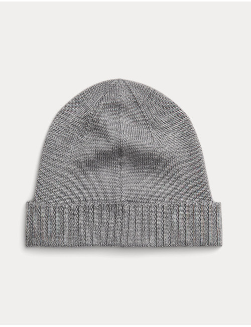Signature Pony Wool Beanie in Fawn Grey Heather