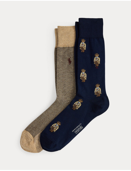 Polo Bear Trouser Sock 2-Pack in Navy/Camel