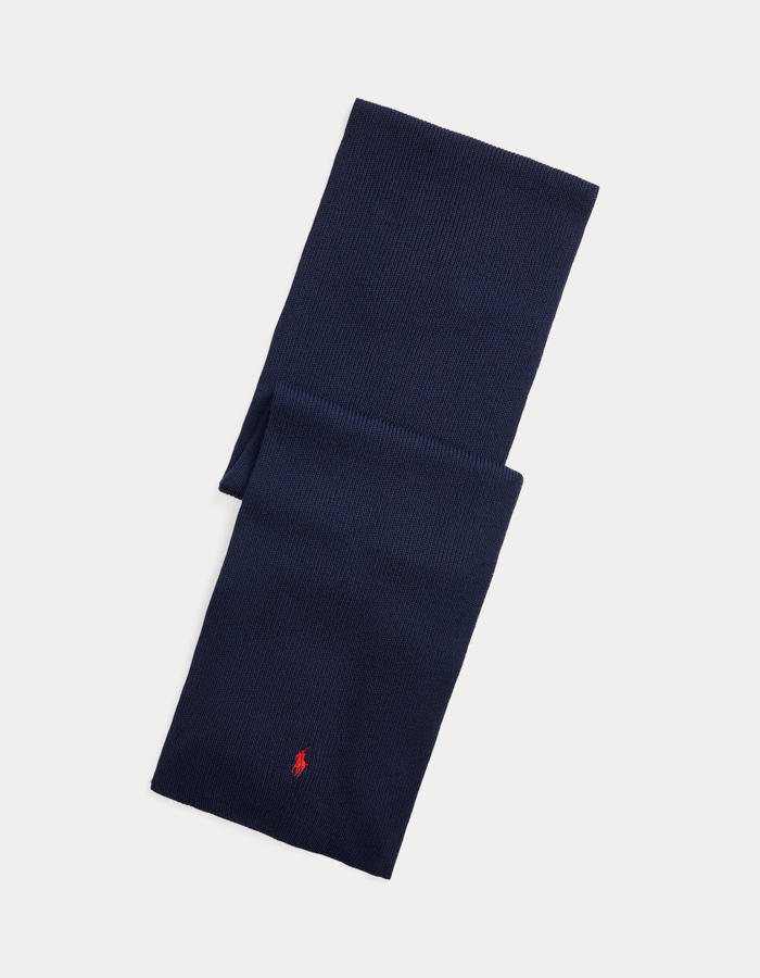 Signature Pony Wool Scarf in Hunter Navy 