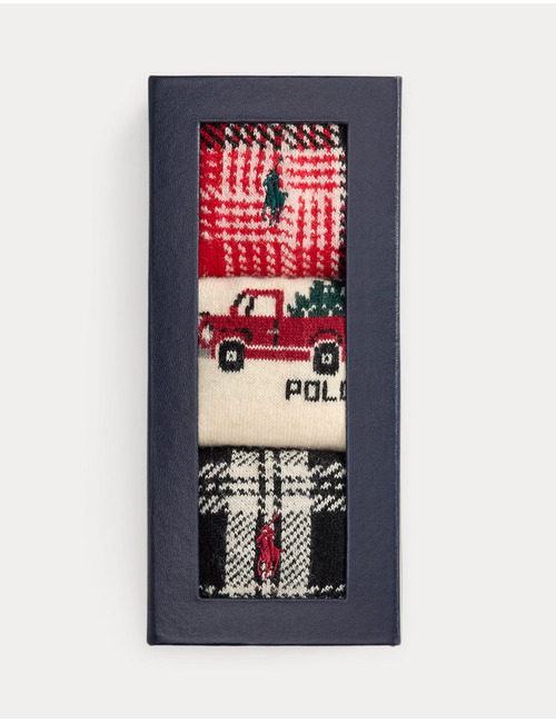 Truck-Intarsia & Plaid 3-Pack Sokken in Giftbox
