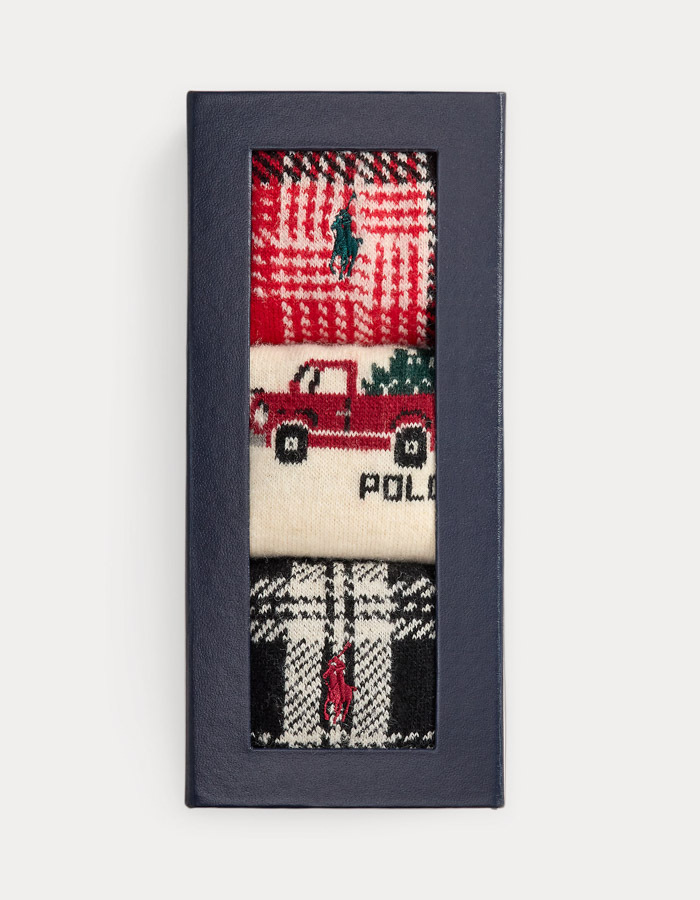 Truck-Intarsia & Plaid 3-Pack Sokken in Giftbox