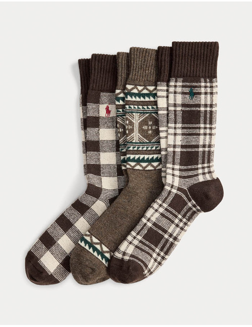 Fair Isle & Plaid 3-Pack Sokken in Giftbox 